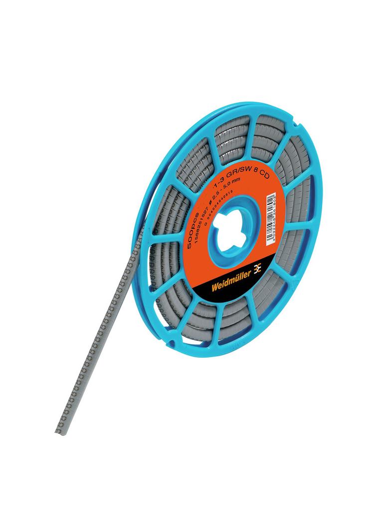 CLI C 1-3 GR/SW 8 CD System kodowania kabli, 2.5 - 5 mm, 4.2 mm, Nadrukowane znaki: Liczby, 8, PVC, miękkie, bez kadmu, szary /500szt./ 1568251527 WEIDMÜLLER