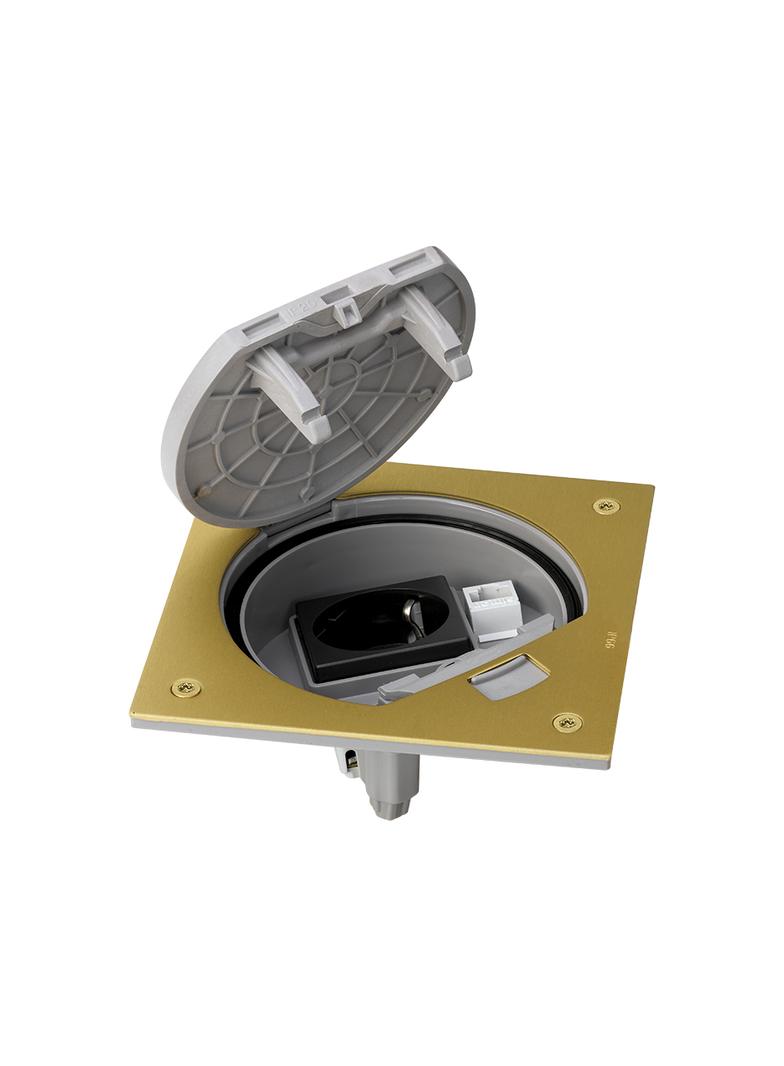 Simon Connect Wkład z pokrywą z gn. schuko+RJ45 kat.5e mosiądz