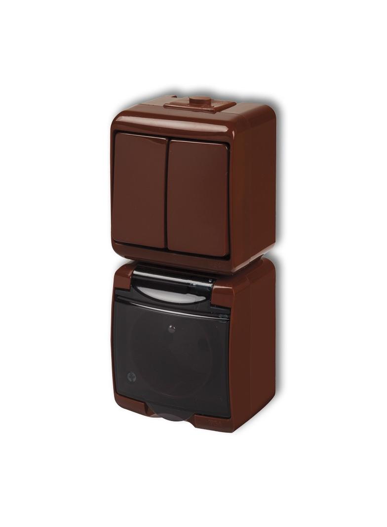 JUNIOR Łącznik świecznikowy z gniazdem pojedynczym z uziemieniem 2P+Z (klapka dymna; bez przesłon) b