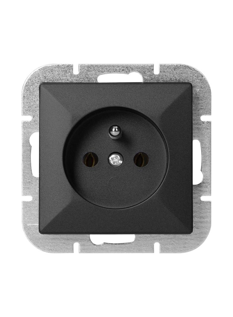 Gniazdo pojedyncze podtynkowe 2P+Z Pearl, 16A, 250V, PT-16P, czarny OR-OE-7705/B ORNO