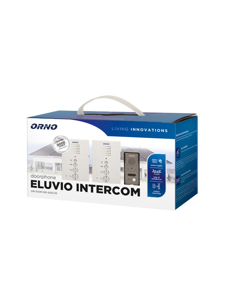 Zestaw domofonowy jednorodzinny z interkomem, bezsłuchawkowy, biały, ELUVIO INTERCOM OR-DOM-RE-920/W ORNO