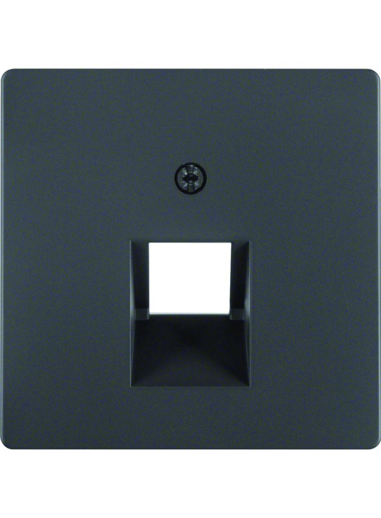 BERKER Q.x Płytka czołowa do gniazda przyłączeniowego UAE pojedyncza komp./tel. antracyt aksamit lak