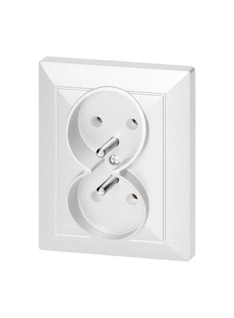 Gniazdo podwójne podtynkowe 2x2P+Z Pearl, 16A, 250V, PT-6 P, biały