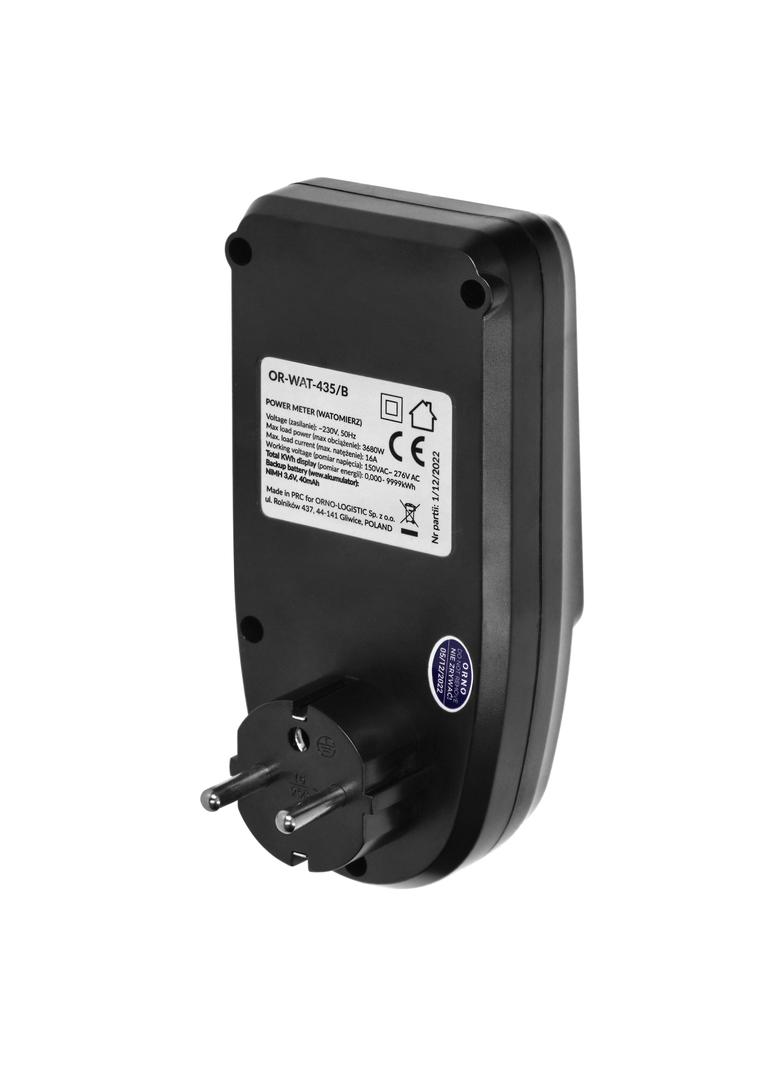 Watomierz, kalkulator energii z wyświetlaczem LCD, czarny OR-WAT-435/B ORNO