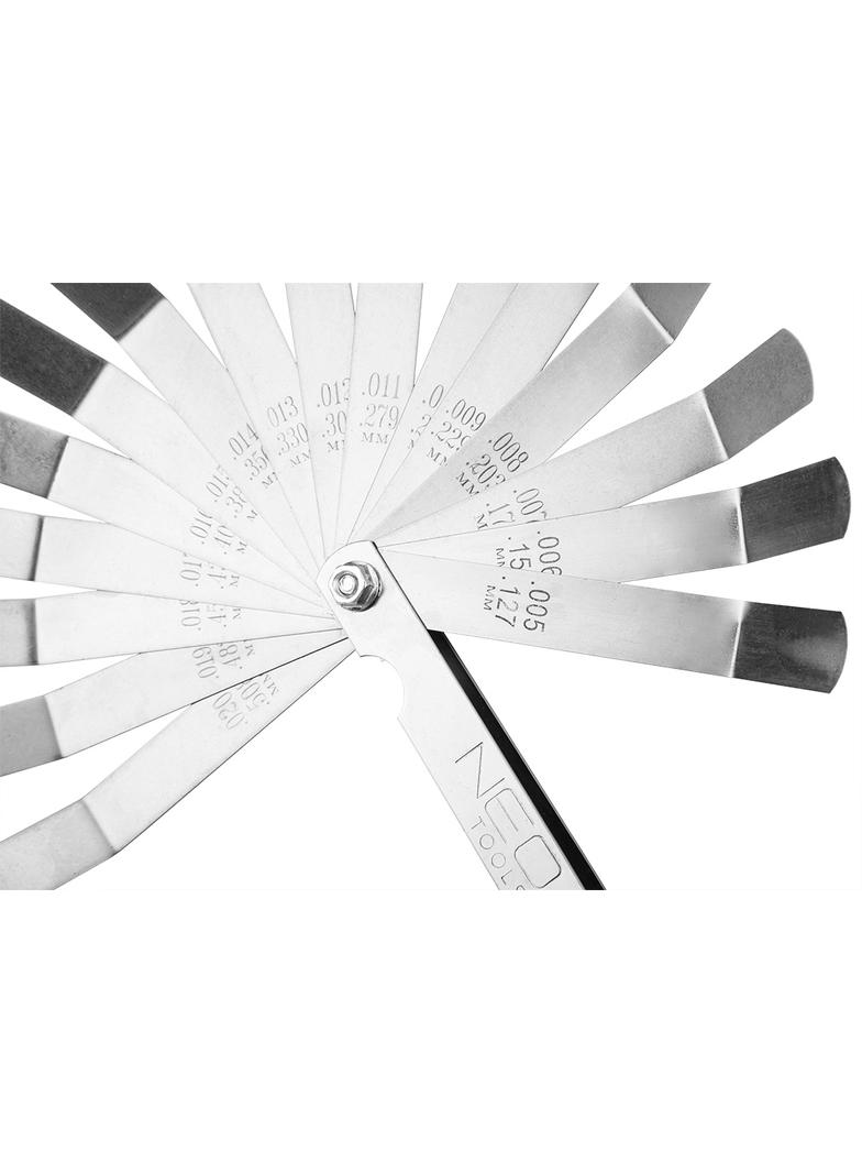 Szczelinomierz 16 listków odgiętych (0.127 - 0.508mm) 65MN/stal nierdzewna