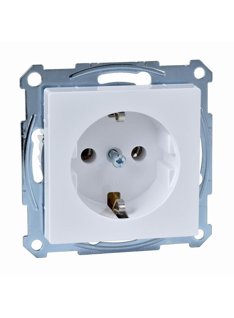 Gniazdo wtykowe SCHUKO, zaciski śrubowe, biały active, połysk, system M