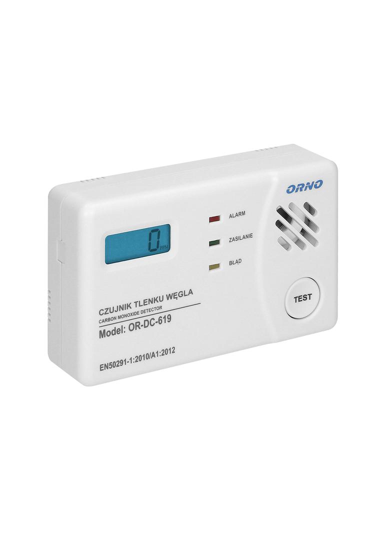 Bateryjny czujnik tlenku węgla (czadu) z wyświetlaczem prostokątny 3xAA TEST OR-DC-619-TEST ORNO