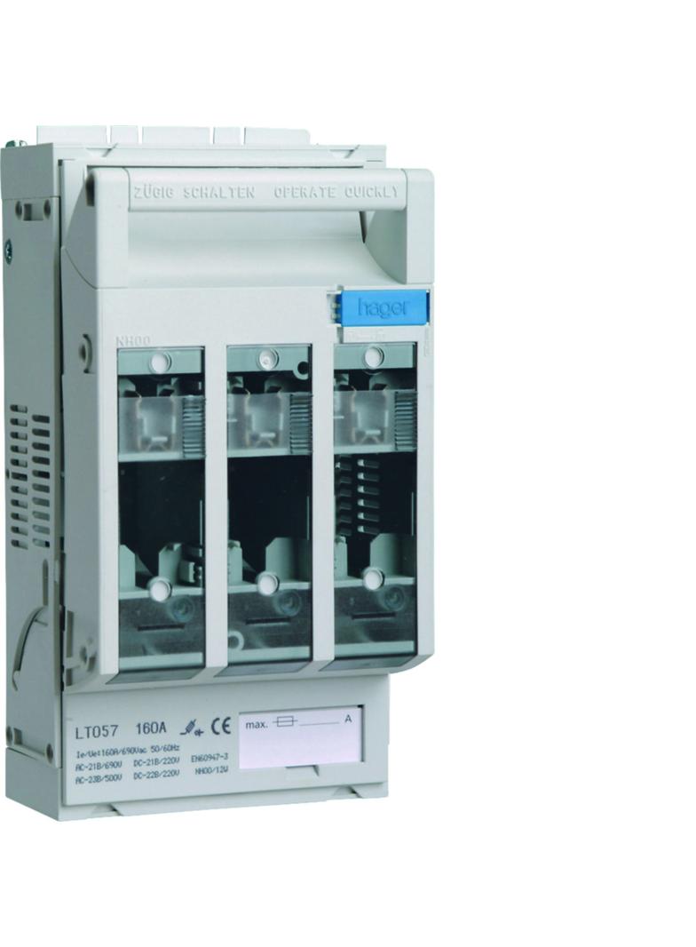 LT rozłącznik bezpiecznikowy NH00 3P 160A 690V AC LT057 HAGER