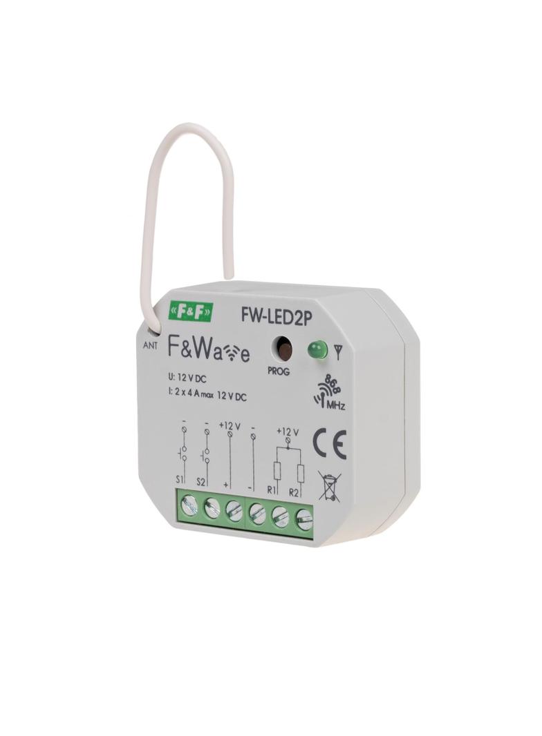 Radiowy dwukanałowy sterownik LED 12V - montaż PDT 10-16V DC FW-LED2P F&F