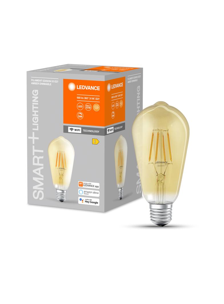 Żarówka LED E27 ST64 6W = 53W 2400K Ciepła 680lm 300° Filament SMART+ WIFI Ściemnialna 4058075610545 LEDVANCE