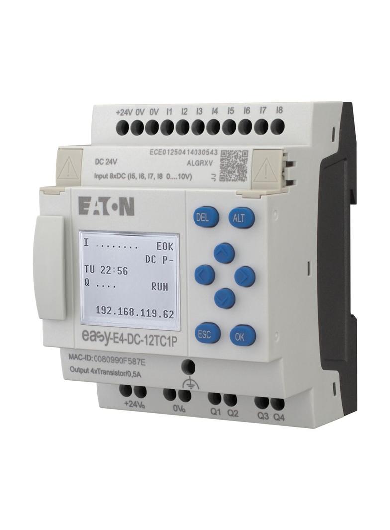 EASY-E4-DC-12TC1P easyE4 Push-in 24VDC 8DI(4AI) 4DO-T z wyświetlaczem 197506 EATON