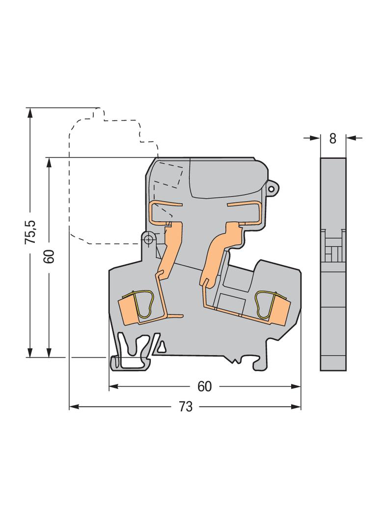 złączka bezpiecznikowa 4 mm2 szara