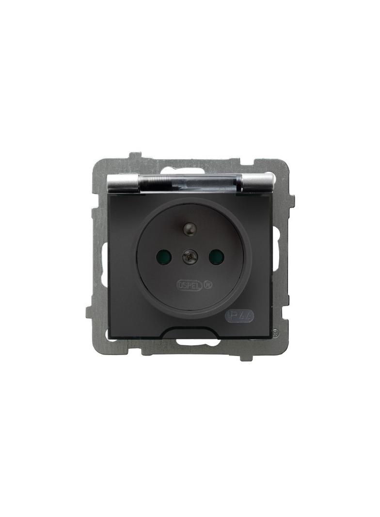 AS Gniazdo bryzgoszczelne z uziemieniem IP-44 z przesłonami torów prądowych wieczko przezroczyste -