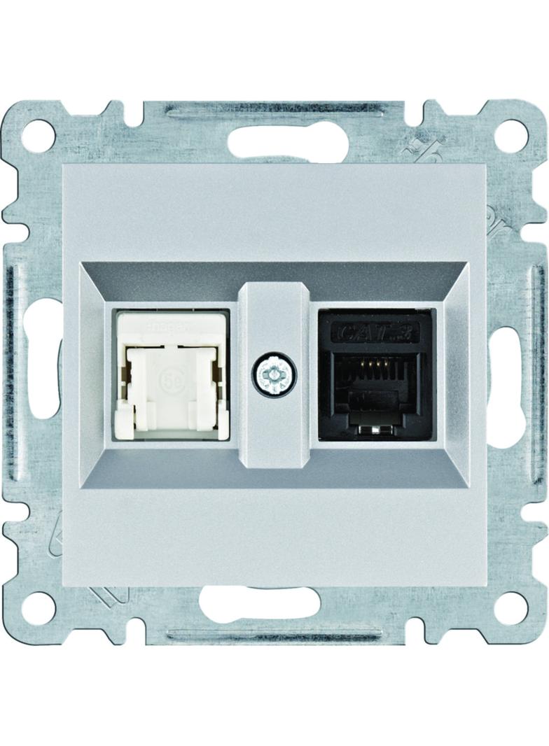 lumina Gniazdo RJ11/12 + RJ45, srebrny