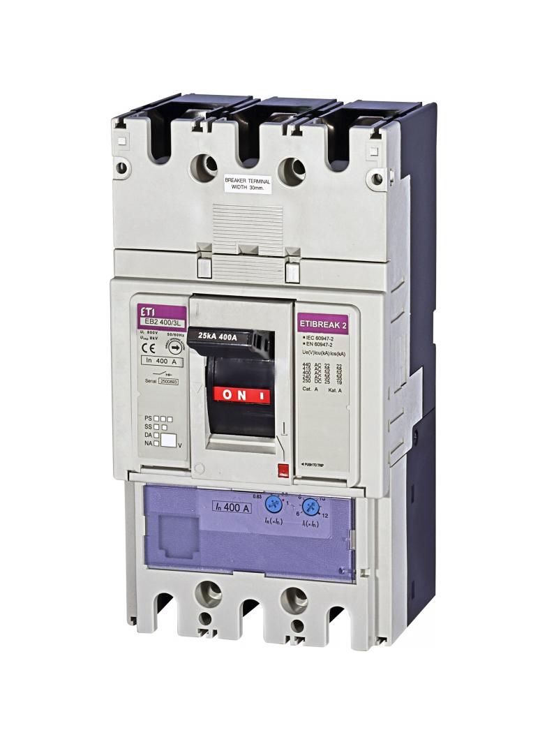Wyłącznik mocy 3P 25kA wyzw. TM EB2 400/3L 400A 3P 004671092 ETI