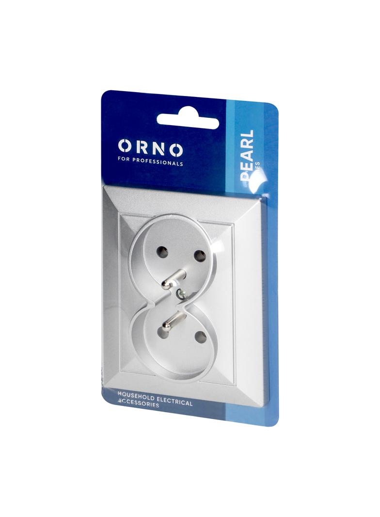Gniazdo podwójne podtynkowe 2x2P+Z Pearl, 16A, 250V, PT-6 P, srebrny