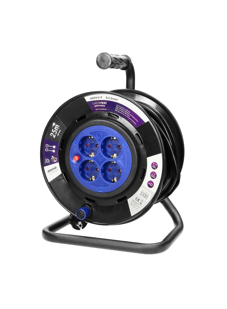 Przedłużacz bębnowy 4 gniazda (schuko) kabel PVC H05VV-F 3x1,5mm2 długość - 25m STAŁE GNIAZ OR-AE-13