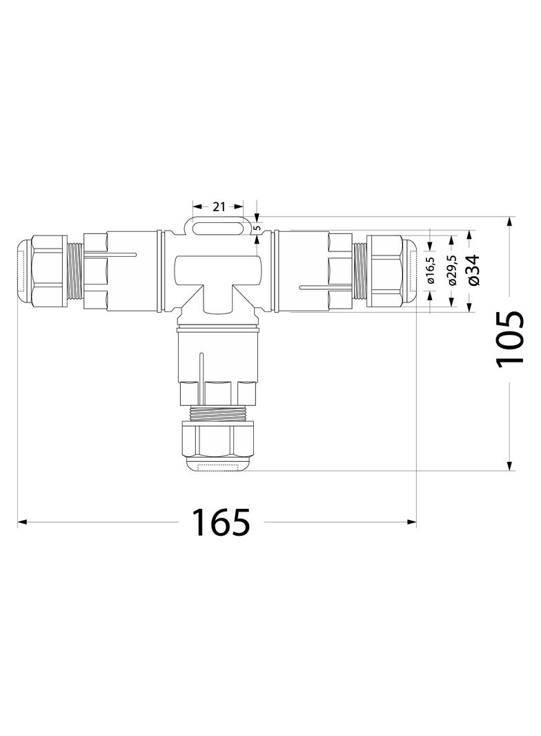 SZPN 295X-3T złączka kablowa 5x1,5 trójnik czarna 39.2953 OPATÓWEK