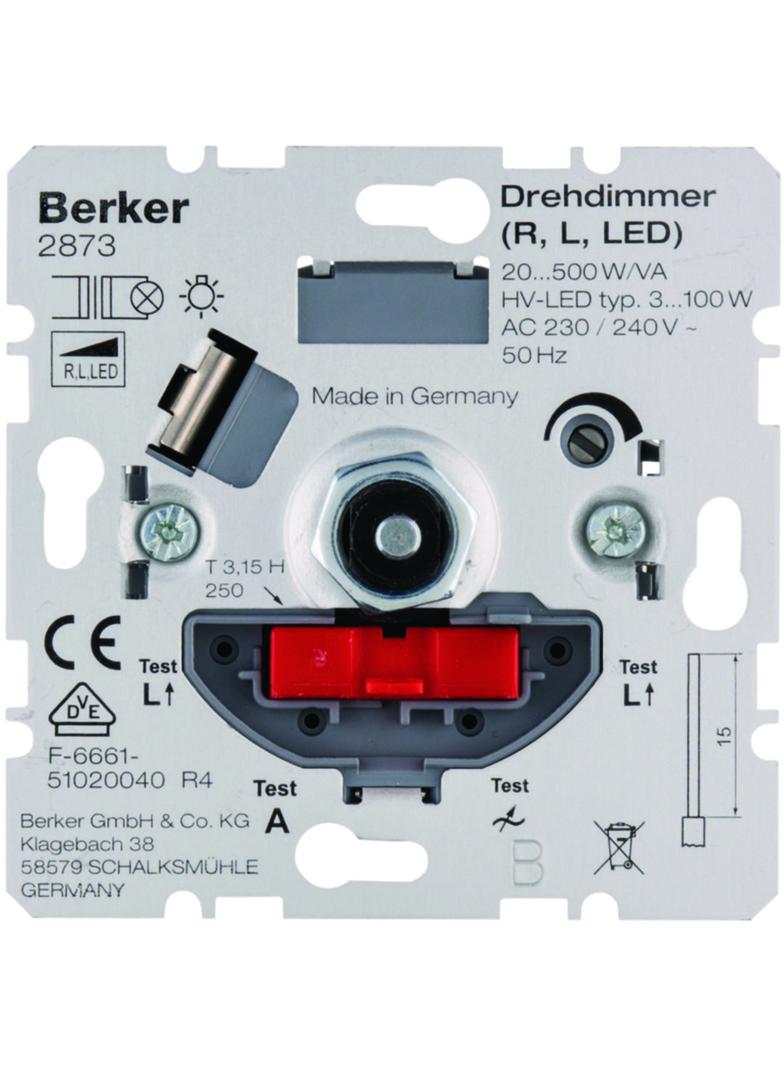 BERKER one.platform Ściemniacz obrotowy obc. R/L 20-500 W; obsługa lamp LED 3-100 W 2873 HAGER