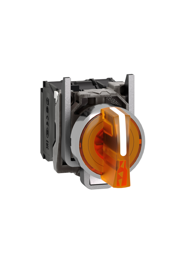 Harmony XB4 Przełącznik 3 pozycje pomarańczowy LED 230/240V piórko krótkie metalowy stabilny