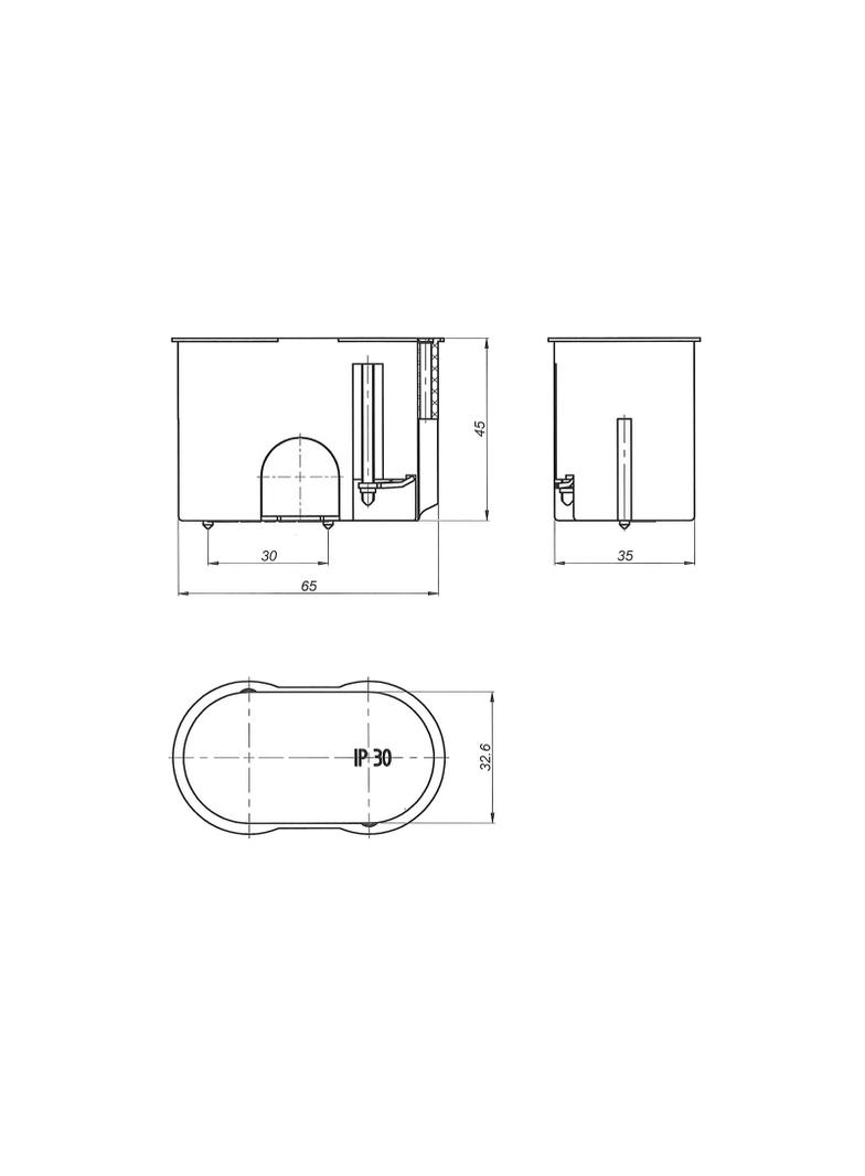 P2x32 ,  Puszka inst. do pustych ścian - kinkietowa O 2 x 32 mm, niebieski