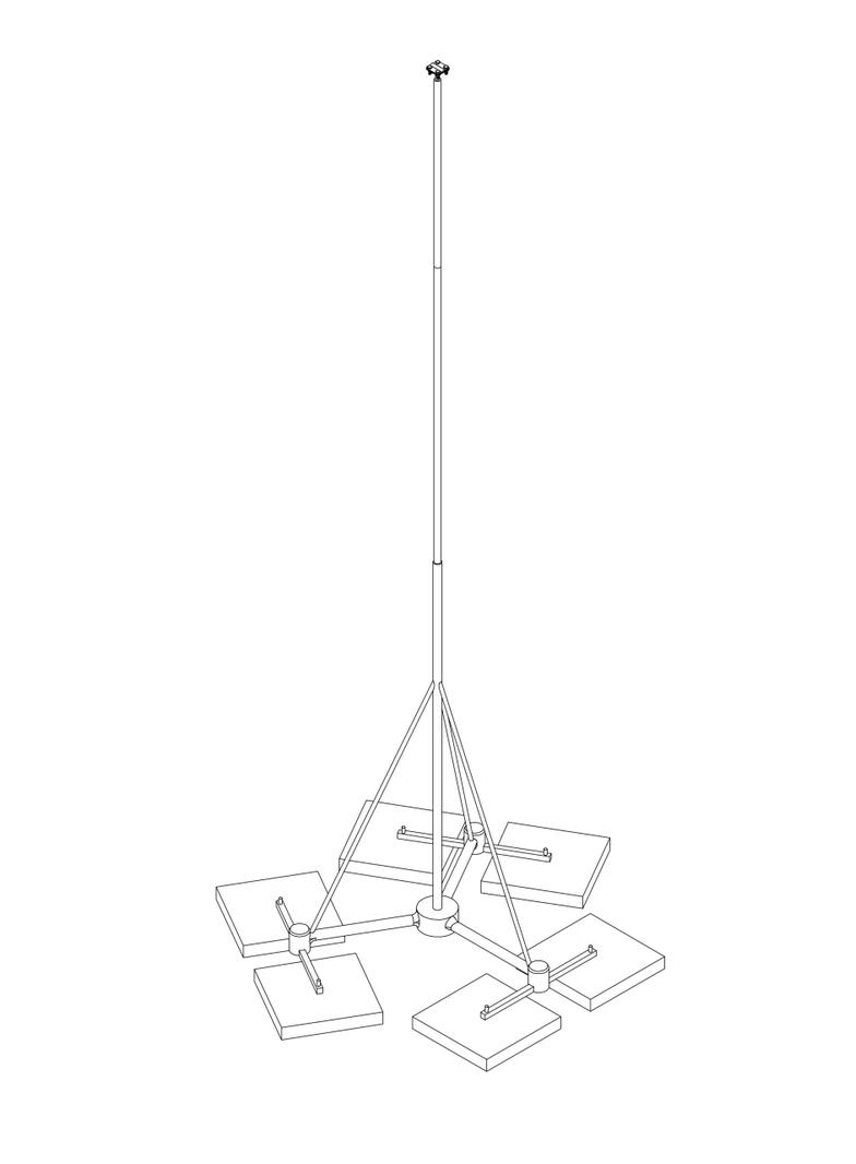 Maszt odgr. wolnostojący na trójnogu h=5m do klatek fi 42,4 podst. 3x80kg