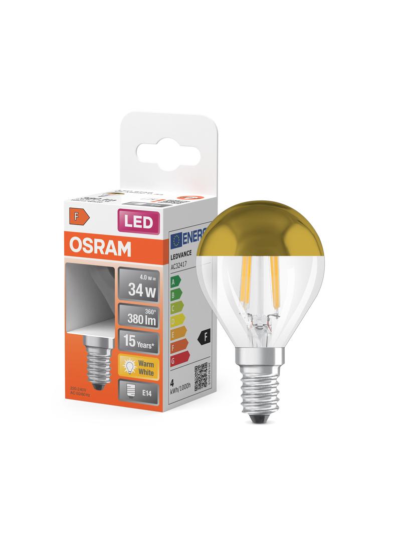 Lampa LED STAR CL P Filament szkło przezroczyste Mirror Gold 37 non-dim 4W 827 E14