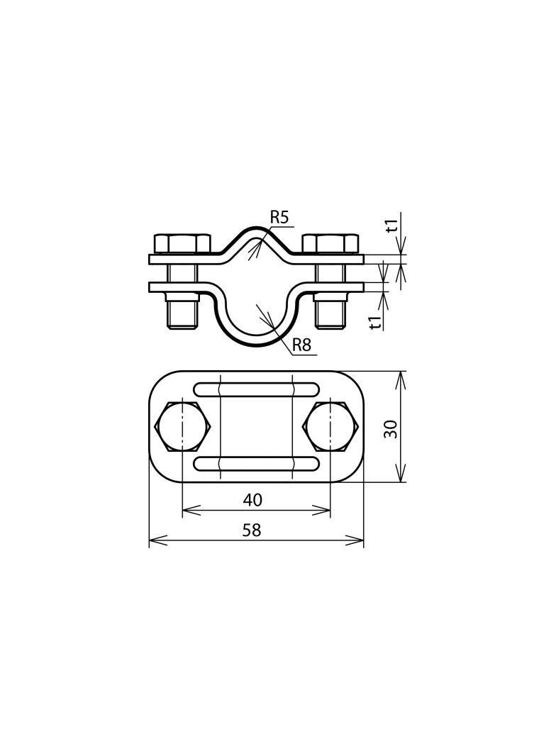 Zacisk probierczy bez przekładki, drut 8-10 mm/16 mm, stal nierdzewna NIRO