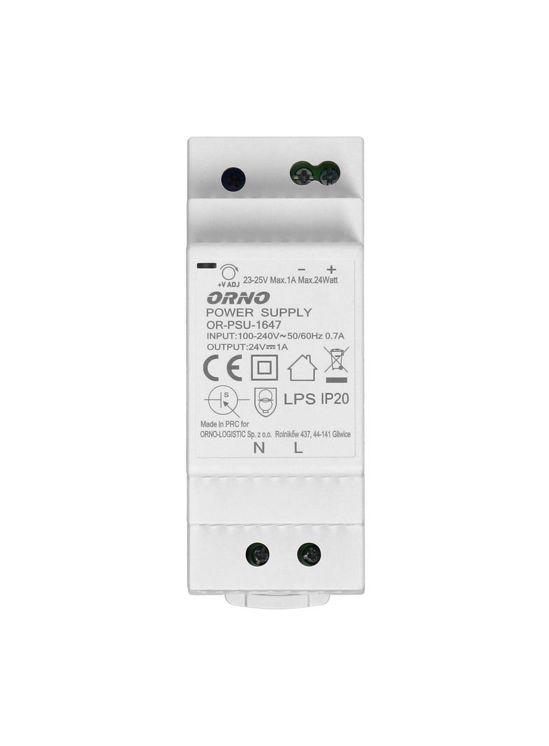 Zasilacz na szynę DIN 24VDC, 1A, 24W, szerokość 2 moduły OR-PSU-1647 ORNO