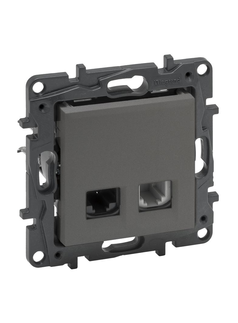 Niloe Step - Gniazdo Rj11 + Rj45 Kat. 6 Utp- Kolor Stalowy 863456 LEGRAND