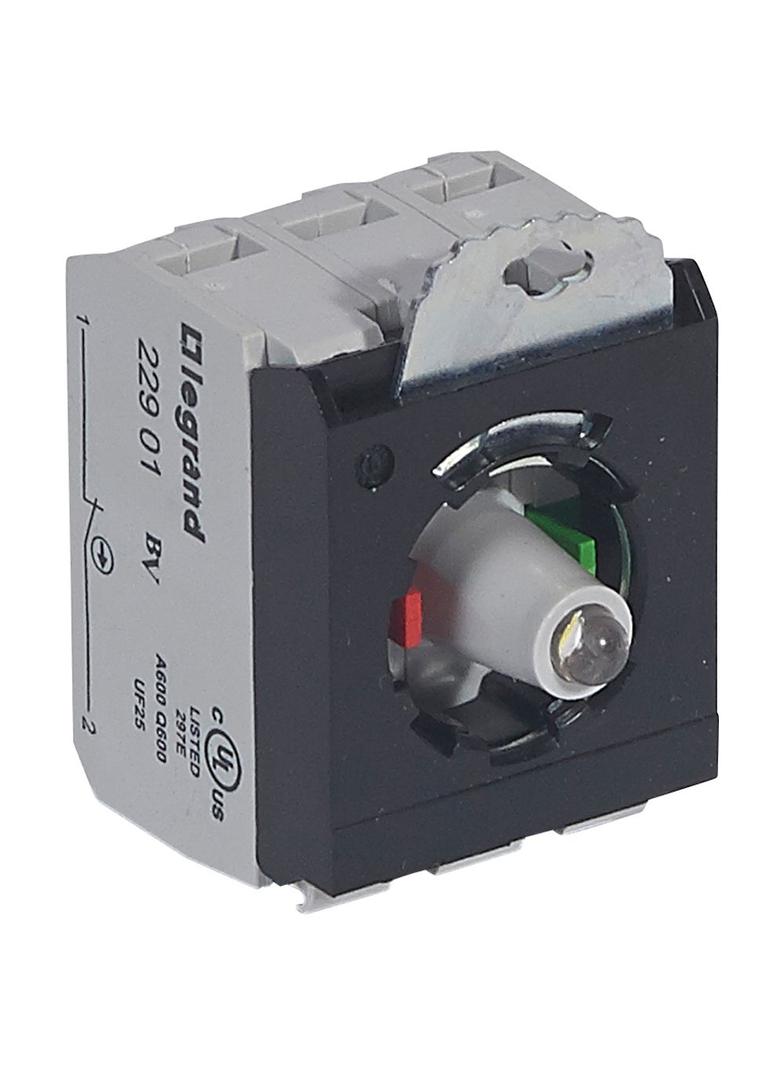 OSMOZ KORPUS KOMPLETNY, GŁÓWKA PODŚWIETLANA BIAŁA 230 V, 1Z+1R + UCHWYT POTRÓJNY ZACISKI ŚRUBOWE, Le