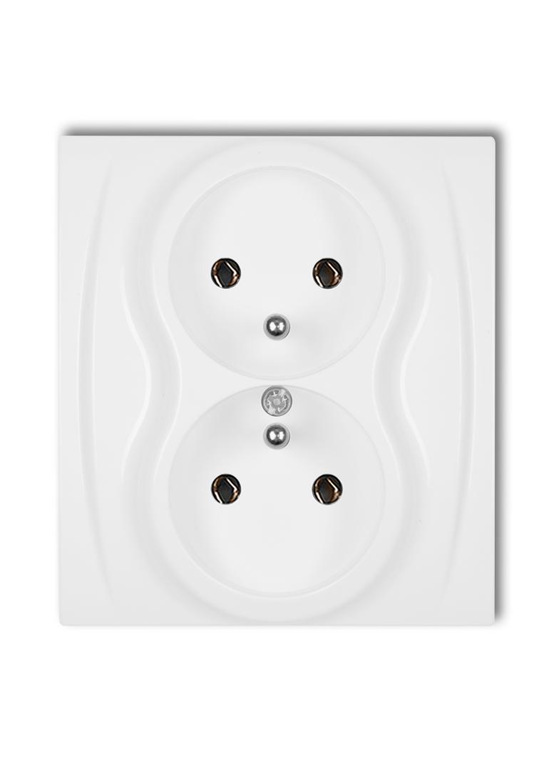 LOGO Gniazdo podwójne z uziemieniem 2x(2P+Z) (bez przesłon torów prądowych), biały LGP-2z KARLIK