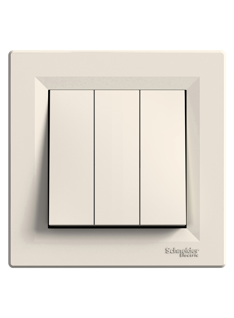 Asfora, łącznik potrójny z ramką, kremowy