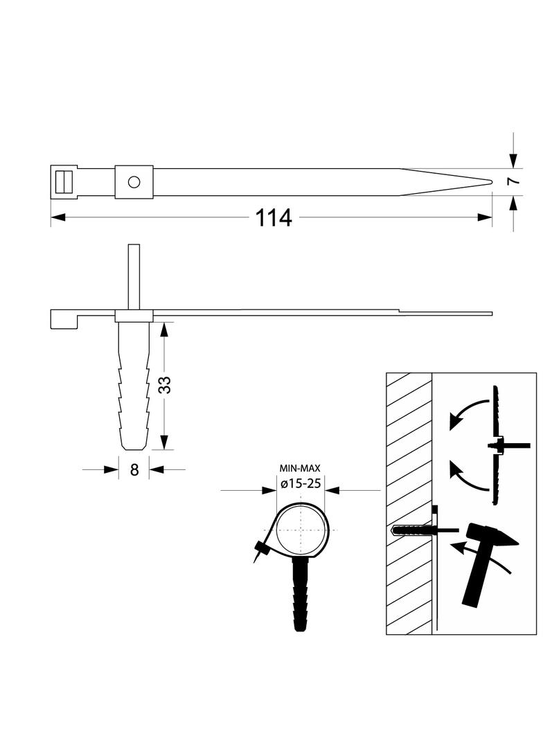 Uchwyt szybkiego montażu z kołkiem fi8 USMPK (50szt) 21.2 OPATÓWEK