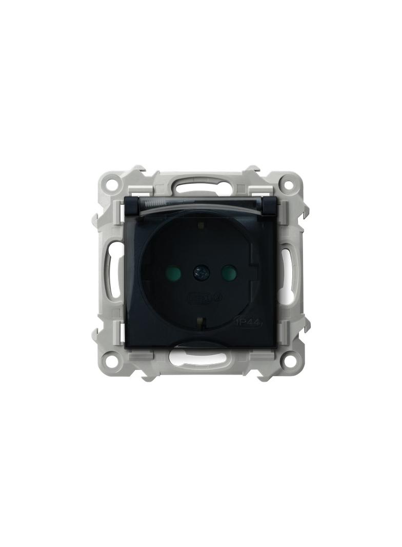 SZAFIR Gniazdo bryzgoszczelne z uziemieniem schuko IP-44 wieczko przezroczyste z przesłonami torów p