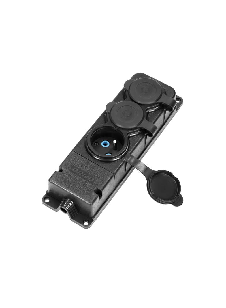 Rozgałęźnik bryzgoszczelny i odporny na uderzenia IP44 3 gniazda 16A 230V AC gumowy uniep OR-AE-1316