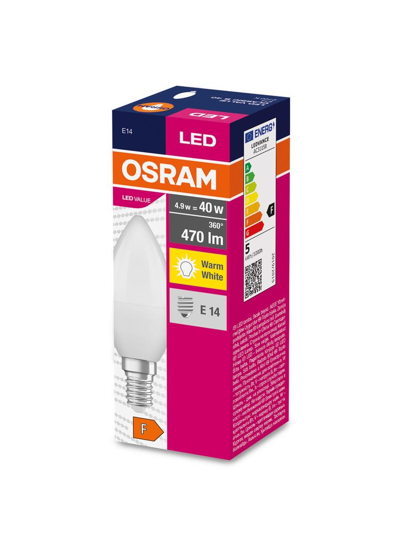 Lampa LED VALUE Classic B40 non-dim plastik 4,9W 827 E14