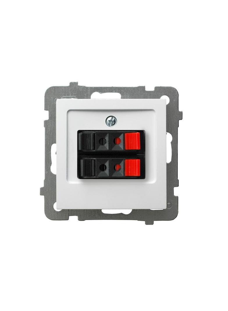 AS ANTYBAKTERYJNY Gniazdo głośnikowe podwójne produkt zawiera szkło fosforanowo-srebrowe - kolor bia