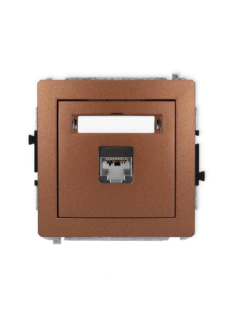 DECO Mechanizm gniazda komputerowego pojedynczego 1xRJ45, kat. 5e, ekranowany, 8-stykowy brązowy met