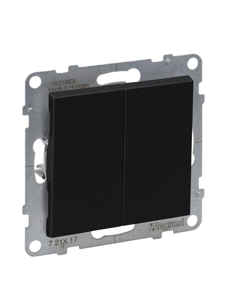 SUNO - Przycisk podwójny - 6 A - 250 V~ - zaciski automatyczne, Czarny, Legrand