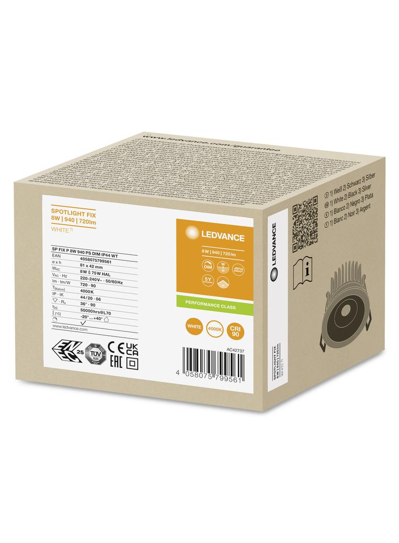 Oprawa SP FIX P 8W 940 PS DIM IP44 WT