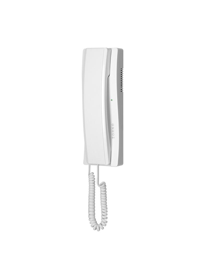 ENIR, zestaw domofonowy jednorodzinny, 2-żyłowy, zasilacz na szynę DIN, z czytnikiem breloków, biały