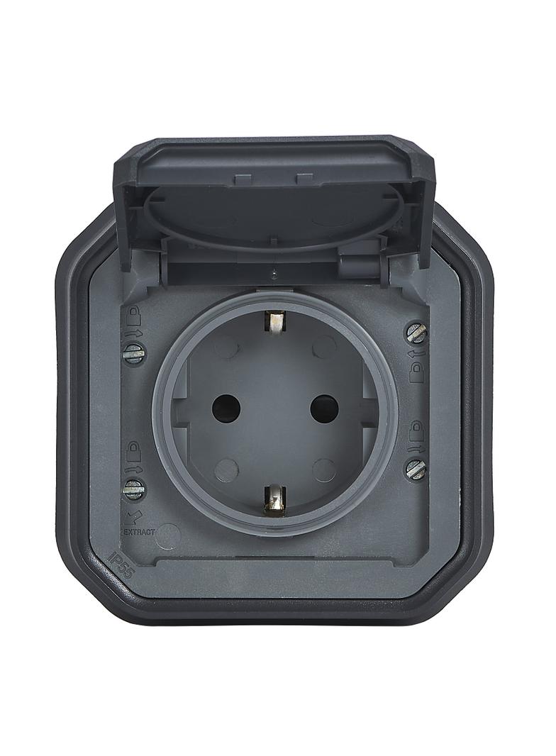 NOWE PLEXO - GN. SCHUKO 2P+Z ZACISKI ŚRUB KOMPLET PODTYNKOWY 16A-250V ANTRACYT 069859L LEGRAND