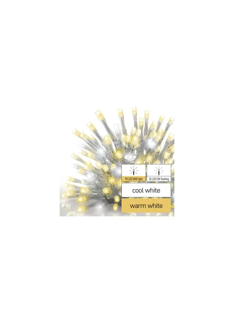 Oświetlenie łączone Standard - sople 100LED 2,5 m ciep. biel+ciepła biel miga, IP44, timer