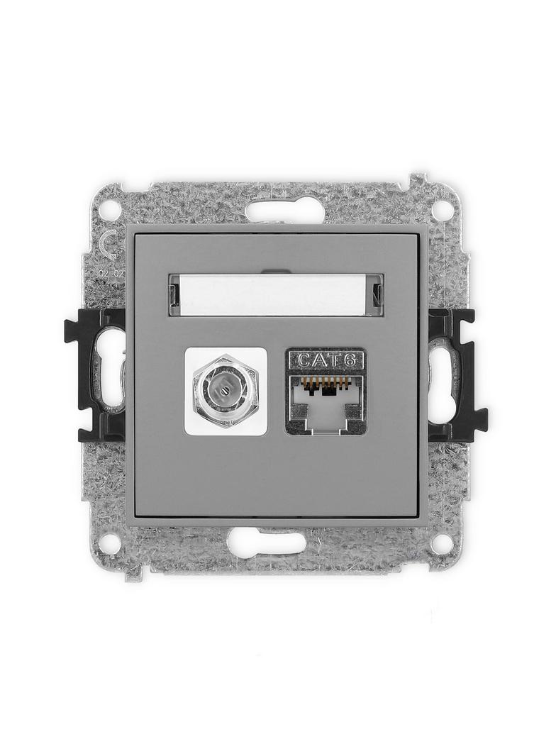 ICON Mechanizm gniazda antenowego poj. typu F (SAT) + gniazda komp. poj. 1xRJ45, kat. 6 ekranowany,