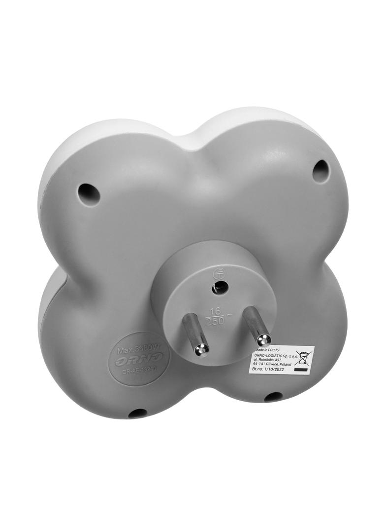 Rozgałęźnik 4x2P+Z, biało-szary OR-AE-13240 ORNO