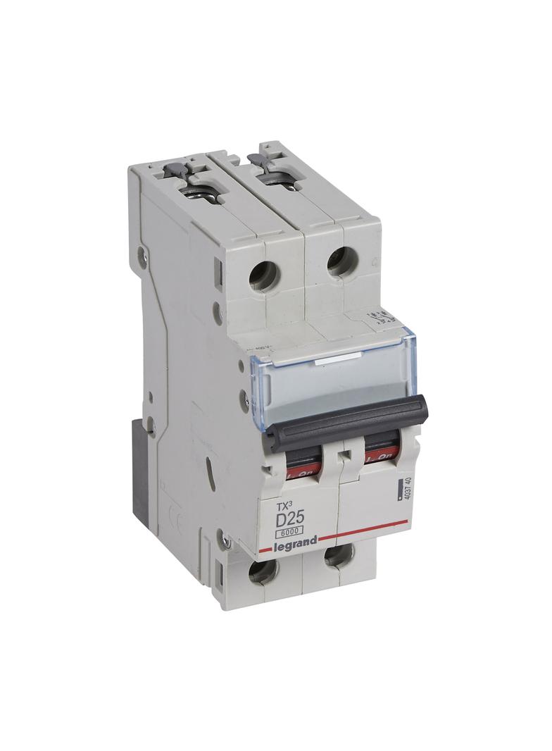 WYŁĄCZNIK NADPRĄDOWY S 302 2P D 25A 6000A SERII TX3, Legrand