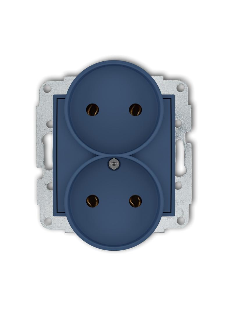 MINI Gniazdo podwójne do ramki bez uziemienia 2x2P (bez przesłon torów prądowych) navy blue 64MGPR-2 KARLIK