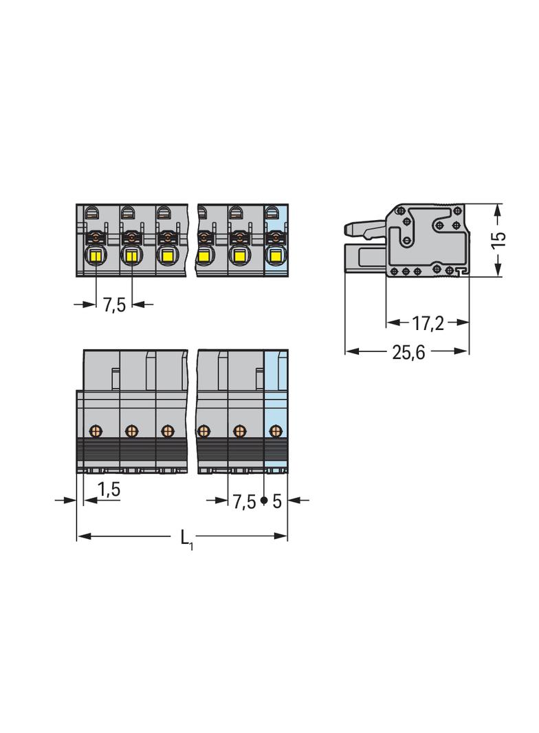 Gniazdo MCS‑MIDI Classic 5‑biegunowe szare raster 7,5mm 2231‑205/026‑000 /50szt./ WAGO