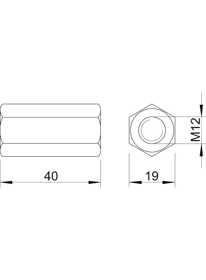 MUFA DYSTANSOWA M12X40